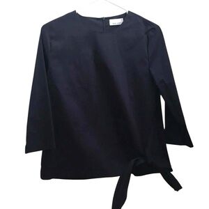 Blue Violet Girls Navy Blue 3/4 Sleeve Blouse with Tie Detail on Side Size 20